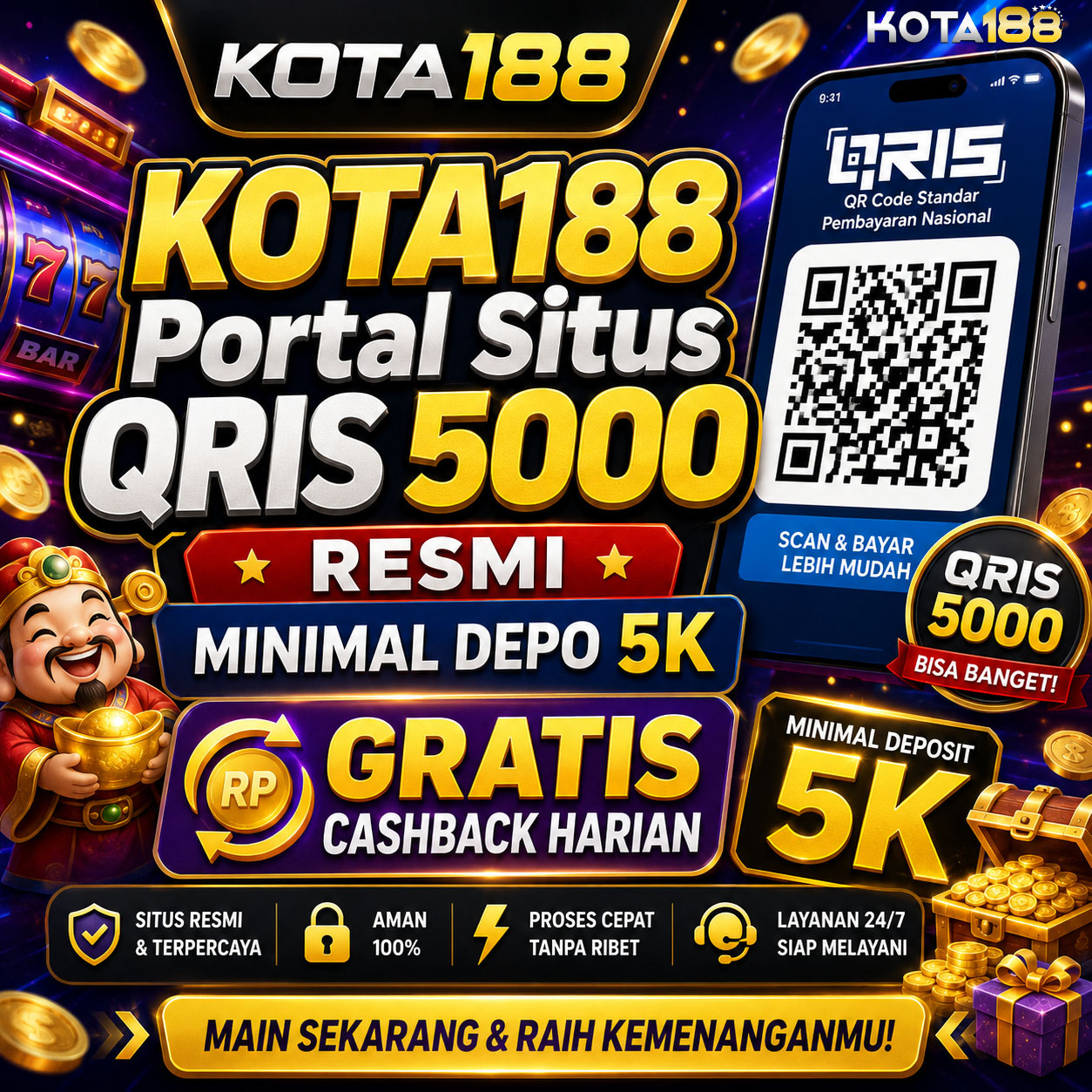 KOTA188 : Portal Situs QRIS 5000 Resmi Minimal Depo 5k Gratis Cashback Harian